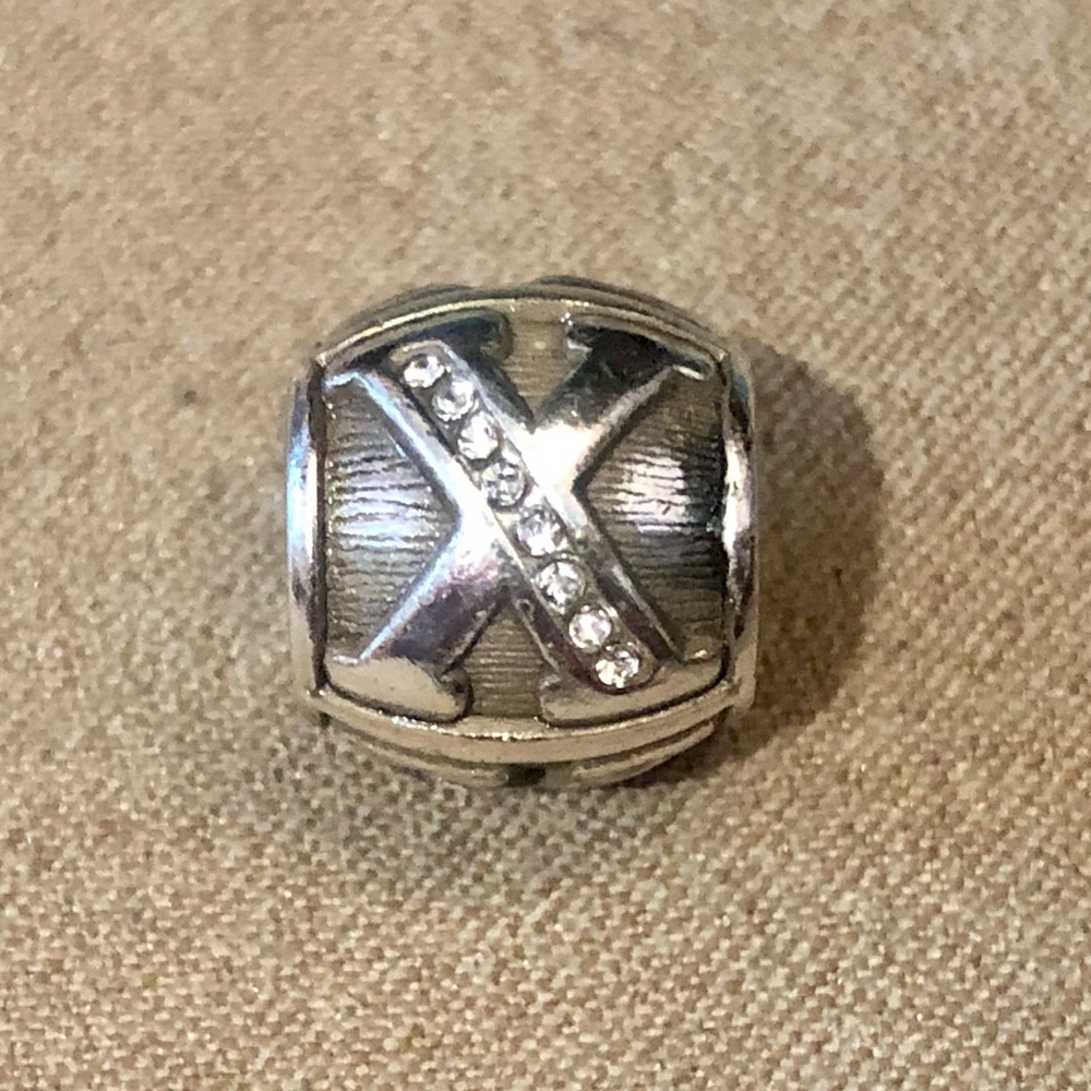 🆕 Brighton Alpha Bead letter X Silver initial with clear crystal accents Vintage